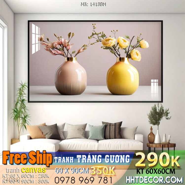 Tranh bình hoa decor đẹp decor tường nhà trang trí