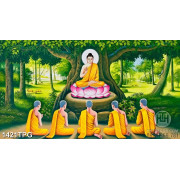 Tranh Phật giảng kinh dưới gốc bồ đề