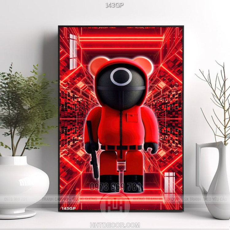 Tranh gấu bearbrick treo tường nổi bật