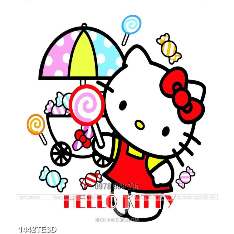 Tranh hello kitty in decal chất lượng cao