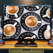 Tranh cà phê treo tường những tách cappuccino thơm trên bàn