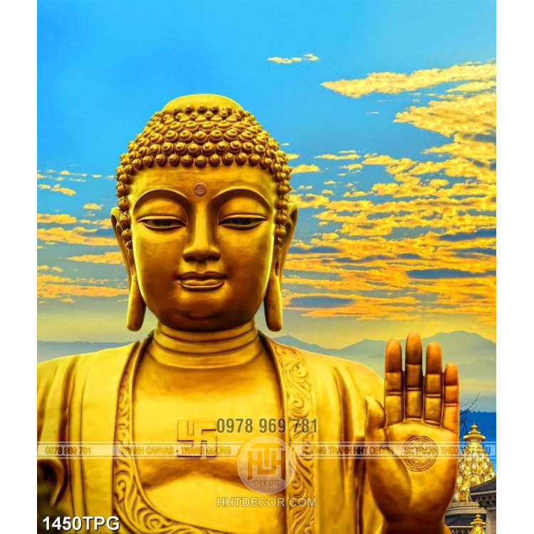 Tranh Tượng Phật A Di Đà mạ vàng chất lượng cao