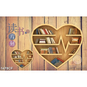 Tranh cà phê nghệ thuật những chiếc kệ sách hình trái tim bằng gỗ