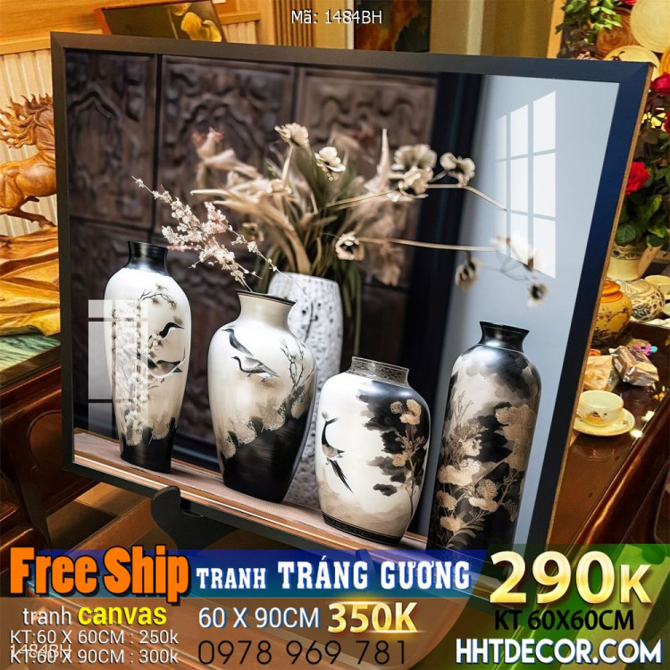 Tranh bình hoa decor đẹp decor tường nhà trang trí