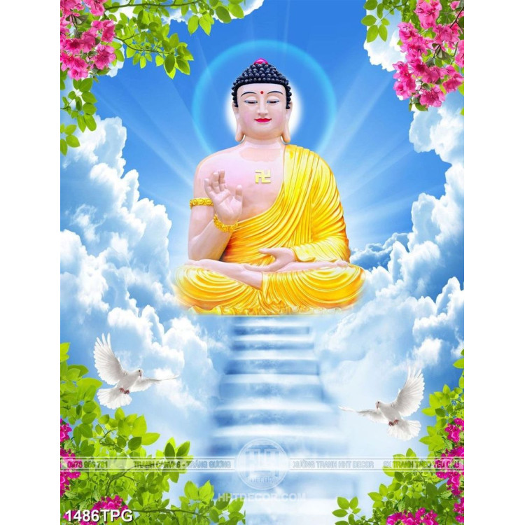 Tranh Tượng Phật trên trời chất lượng cao file psd