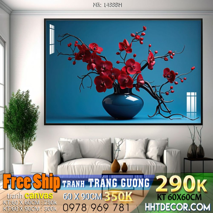 Tranh bình hoa đẹp decor trang trí tường