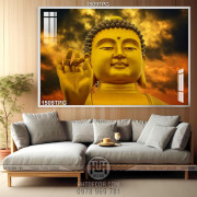 Tranh Tượng Phật A Di Đà kích cỡ lớn in kính đẹp