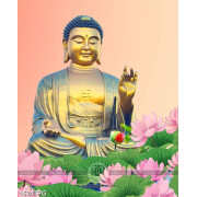 Tranh Phật Tổ Như Lai và hoa Sen