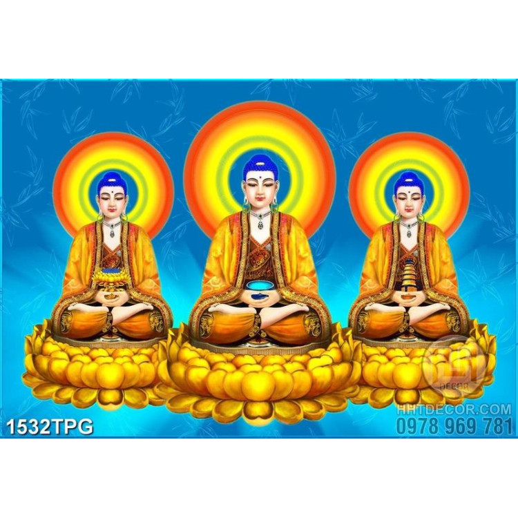 Tranh 3 Tượng Phật A Di Đà đẹp