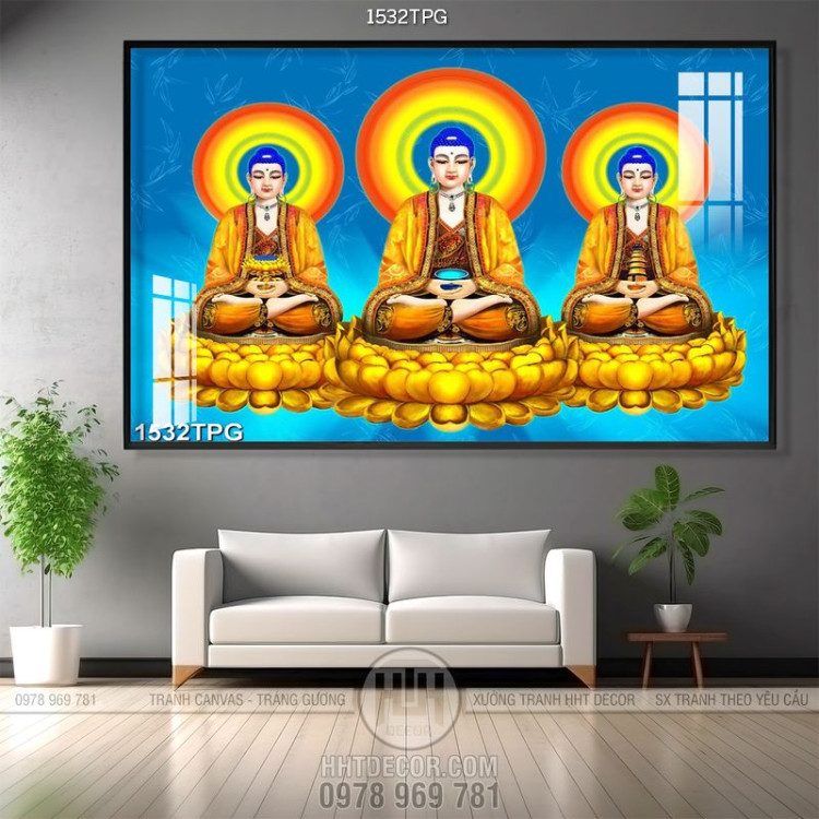 Tranh 3 Tượng Phật A Di Đà đẹp