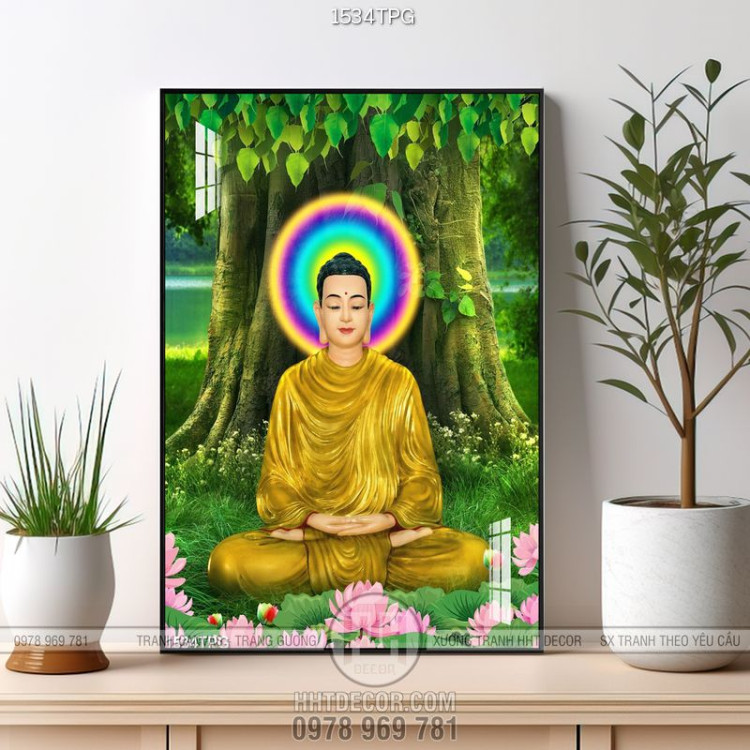 Tranh Đức Phật dưới gốc cây bồ đề