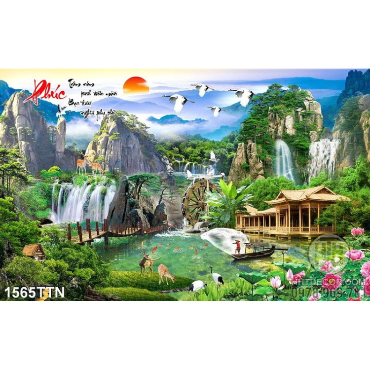 Tranh sơn thủy hữu tình in 3D