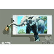 Tranh chú voi trong bức tranh 3D