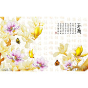 Tranh thư pháp chữ Trung Hoa và hoa mộc lan