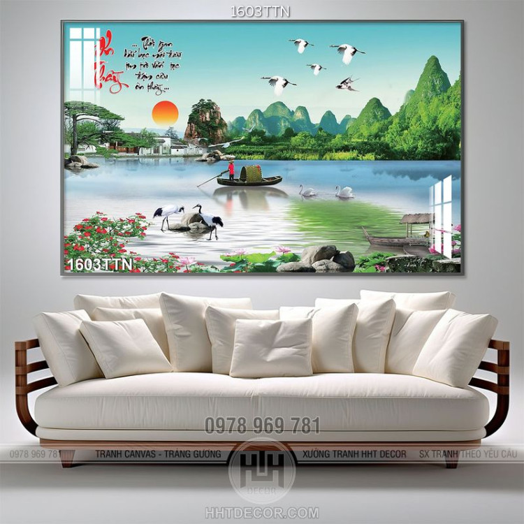 Tranh phong cảnh hữu tình psd nghệ thuật decor