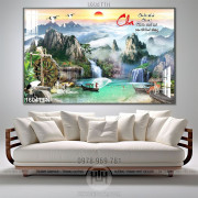 Tranh thư pháp psd phong thủy wall décor