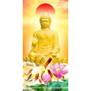 Tranh tượng Phật và hoa sen cá chép