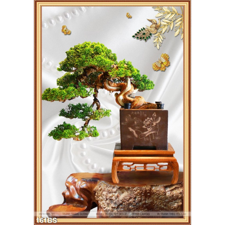 Chậu bonsai đẹp ấn tượng lụa 3d