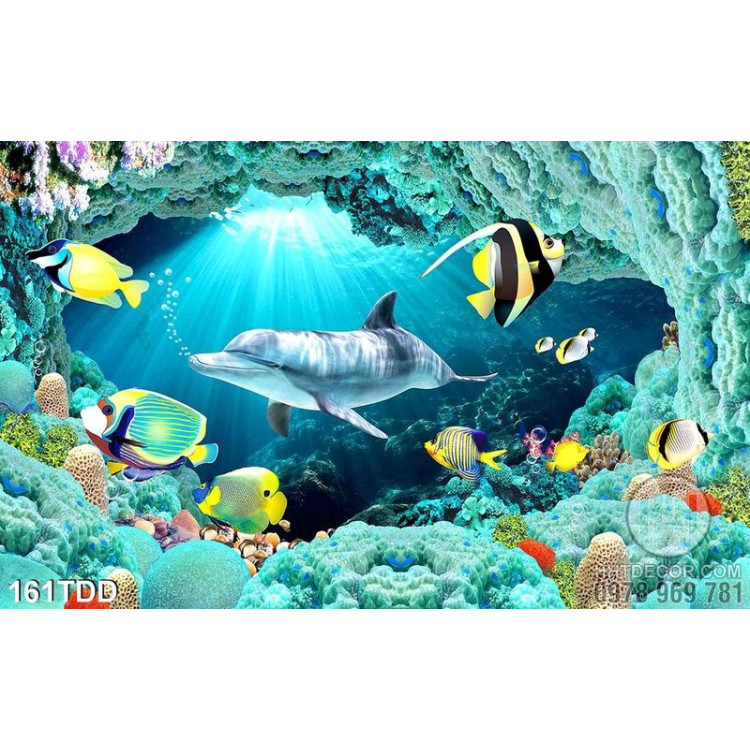 Tranh Đại Dương, cá heo 3D trang trí tương nghệ thuật