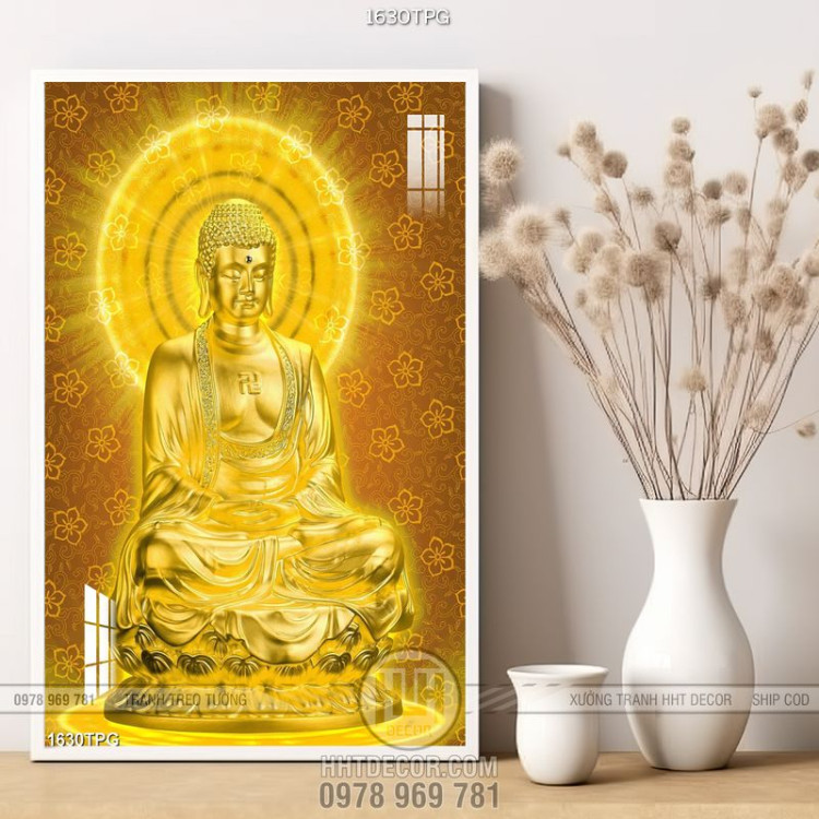 Tranh Tượng Phật A Di Đà mạ vàng đẹp