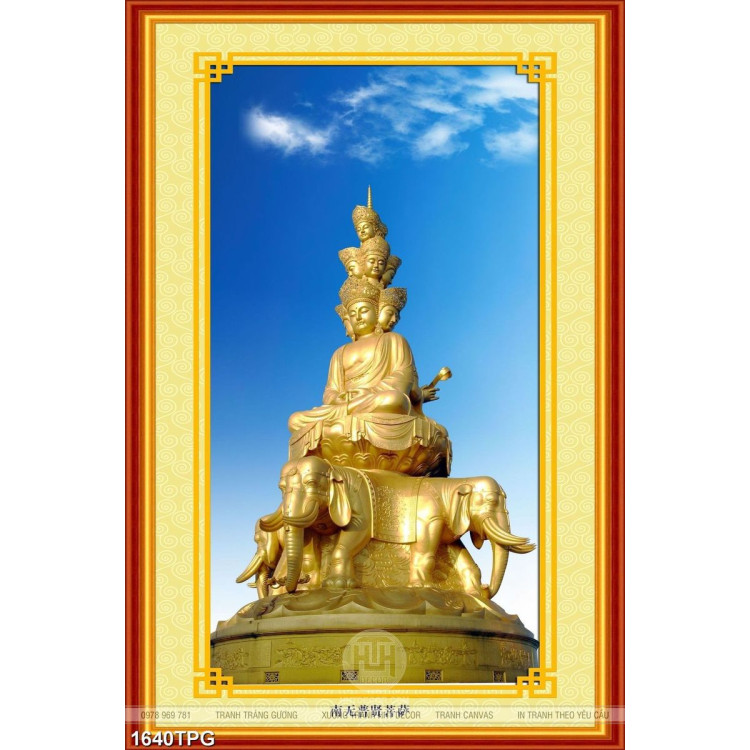 Tranh Phật cưỡi Voi mạ vàng chất lượng cao