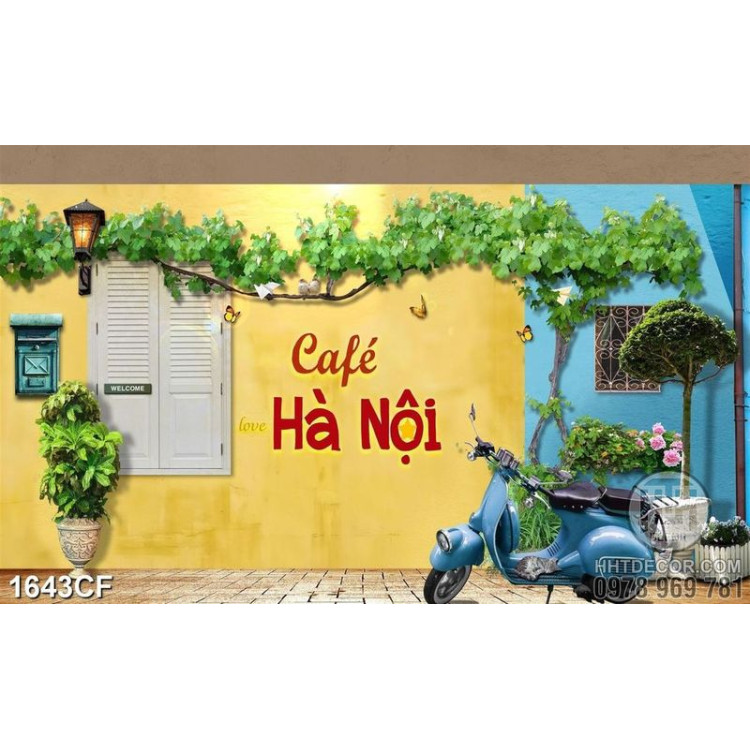 Tranh dán tường cà phê Hà Nội