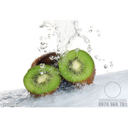 Tranh những trái kiwi trong dòng nước mát in bếp