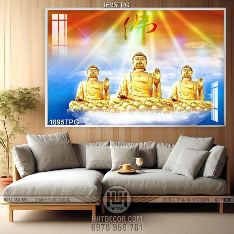 Tranh 3 tượng Phật A Di Đà file psd
