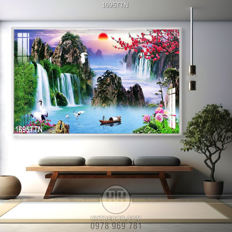 Tranh psd sơn thủy hữu tình decor in 3D