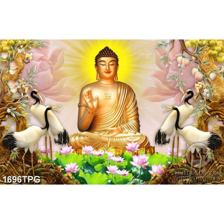 Tranh Phật và chim Hạc giả ngọc file psd