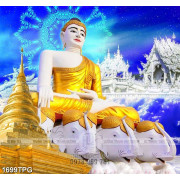 Tranh chùa dát vàng và tượng Phật A Di Đà