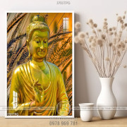Tranh tượng Phật A Di Đà nền bông lau