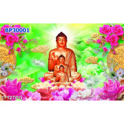 Tranh 3 tượng Phật A Di Đà nền giả ngọc đẹp nhất