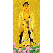Tranh Phật A Di Đà nền mạ vàng đẹp