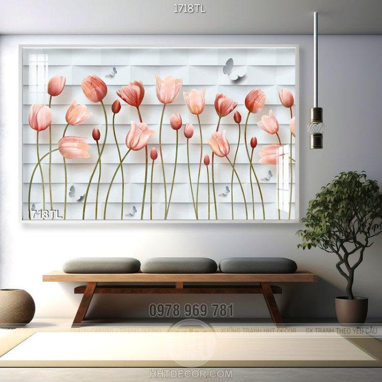 Tranh hoa tulip trang trí tường phòng khách