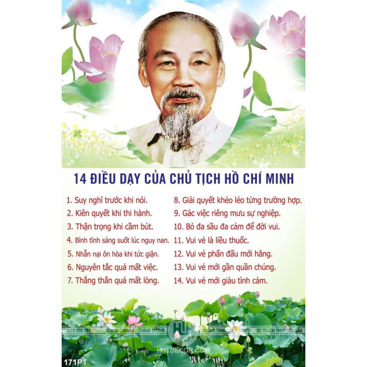 Tranh treo tường 14 diều dạy của chủ tịch HỒ CHÍ MINH