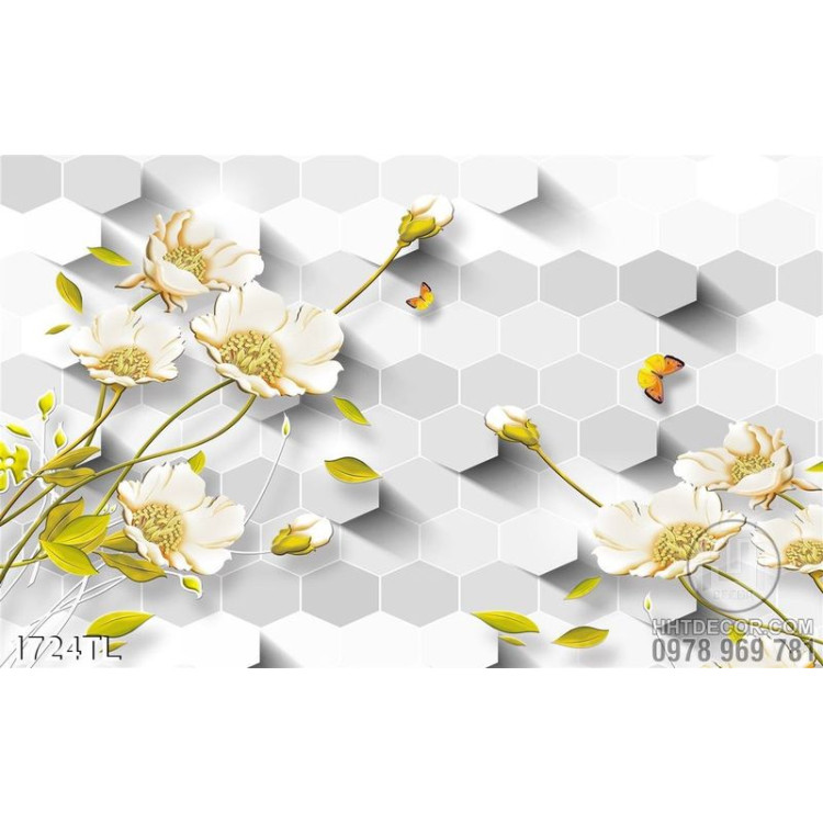 Tranh 3D hoa dán tường đẹp độc đáo