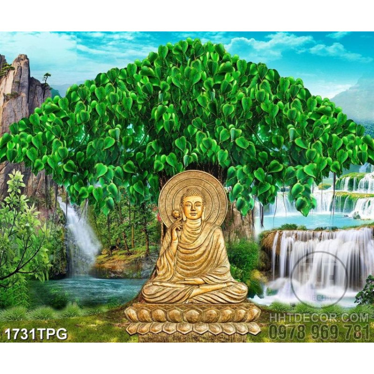 Tranh Phật dưới cây bồ đề đẹp