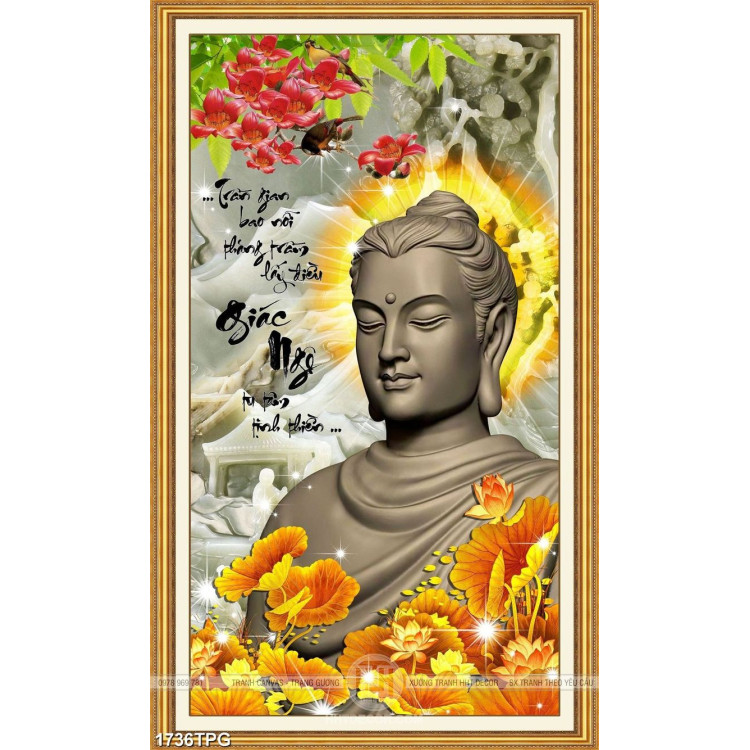 Tranh Tượng Phật đẹp và câu đối thư pháp kinh Phật hay
