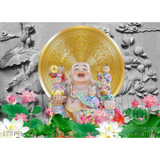 Tranh psd Phật Di Lặc và hoa Sen nghệ thuật