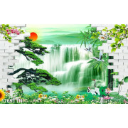 Tranh psd phong cảnh thác nghệ thuật wall decor