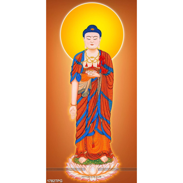 Tranh Phật A Di Đà in kính đẹp