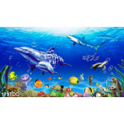Tranh Đại Dương, cá heo 3D treo tường phòng ngủ