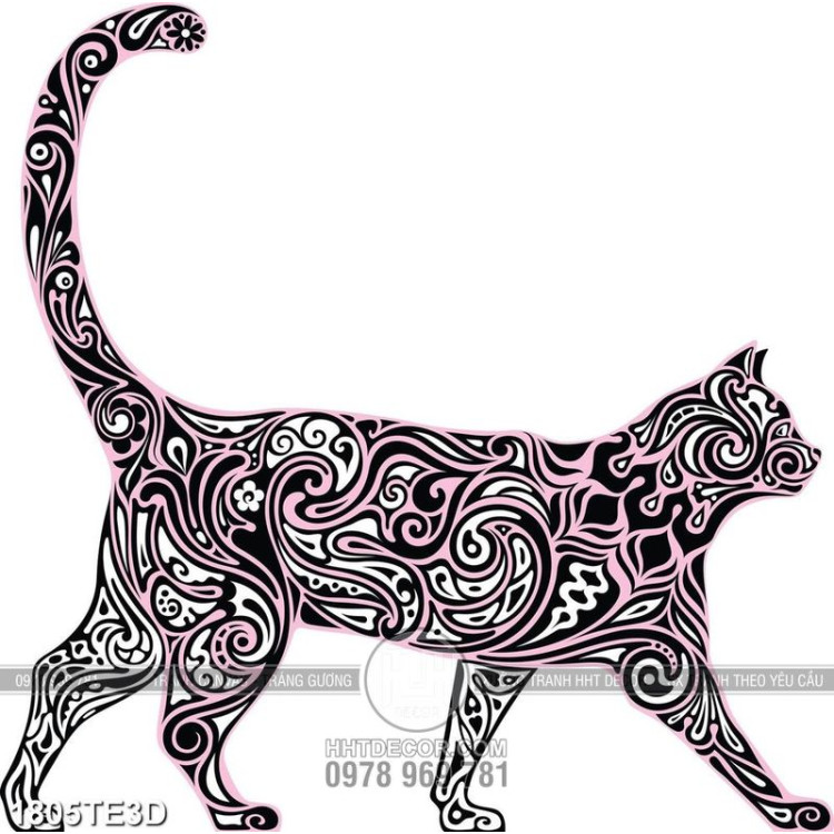 Tranh vẽ mèo hoa văn