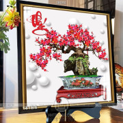 Chậu bonsai hoa đào năm mới chữ phúc