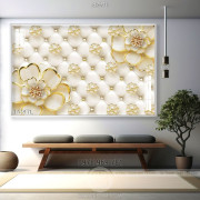 Tranh hoa dát vàng trang trí phòng ngủ