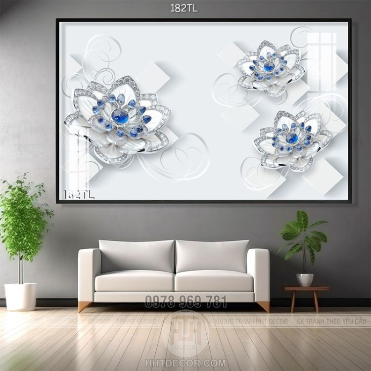 Tranh lụa 3D hoa kim cương đẹp