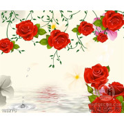 Tranh 3D hoa hồng dán tường 