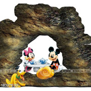 Tranh 3D gia đình chuột Mickey