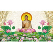Tranh tượng Phật A Di Đà nền điêu khắc đẹp